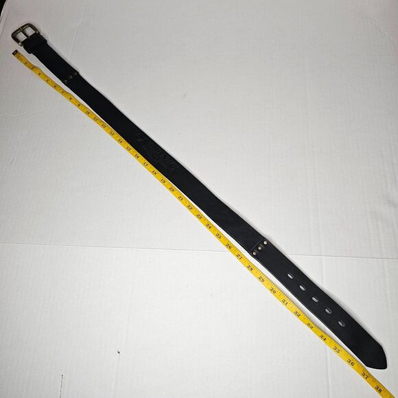 Levis Full Grain Leather Belt 32 Embossed Brass Buckle Black Workwear Unisex - Picture 6 of 8